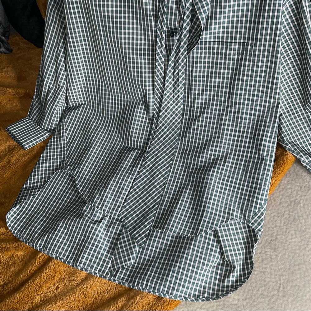Balenciaga Green New Swing Pussy-Bow Oversized Checked Logo Shirt - Picture 5 of 13
